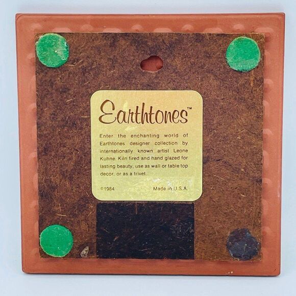 Earth tones Pottery Kachina Square Trivet Southwestern Style Tile L. Kuhne 1984 - Picture 5 of 7